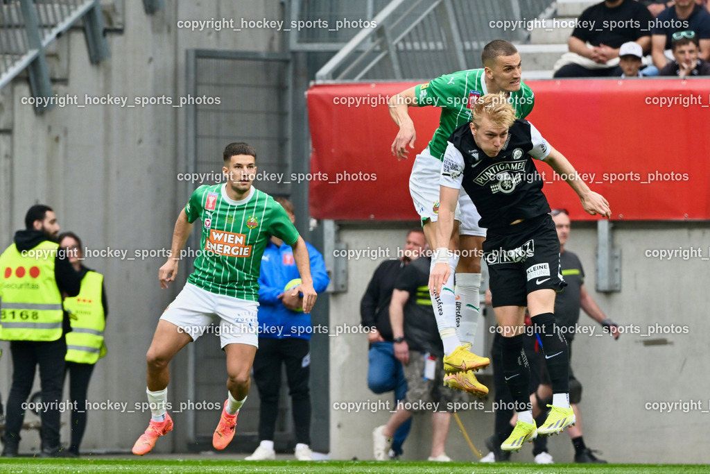 SK Puntigamer Sturm vs. SK Rapid Wien Siegerehrung, Impressionen | #23 Jonas Antonius Auer, #55 Nenad Cvetkovic, SK Puntigamer #18 Mika Miles Biereth SK Sturm, Sturm vs. SK Rapid Wien Siegerehrung, Impressionen, SK Puntigamer Sturm vs. SK Rapid Wien Siegerehrung, Impressionen am 01.05.2024 in Klagenfurt (Wörthersee Stadion ), Austria, (Photo by Bernd Stefan)