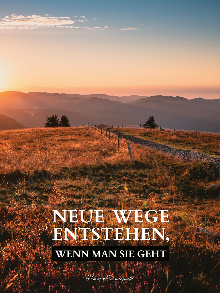Edition “MOTIVATION” | Spruch: NEUE WEGE ENTSTEHEN, WENN MAN SIE GEHT. Die Edition “MOTIVATION” bringt den Spirit des Schwarzwaldes zu Ihnen nach Hause. Wählen Sie Ihren Lieblingsspruch aus zehn unterschiedlichen Varianten. Perfekt für Ihr eigenes Zuhause oder als Geschenk für heimatverliebte Freunde.
 - Realisiert mit Pictrs.com