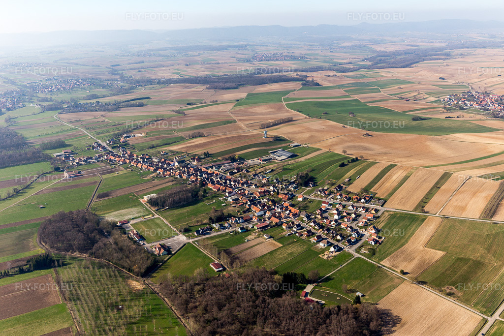 Vue aérienne: Vue de la ville à Buhl dans le département Bas Rhin, France. Photo: IMG_097439.jpg prise le 16/03/2017 par Werner Riehm/FLY-FOTO.euRésolution de l'original: 5472 x 3648 px