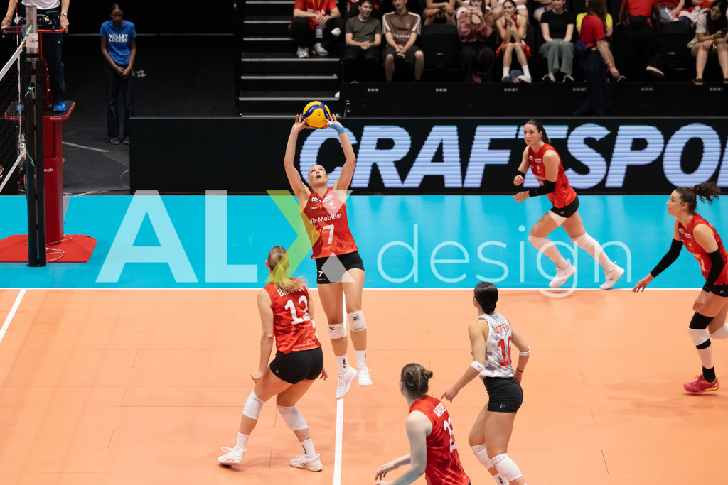 Austria v Switzerland - CEV European League Women | KRIENS, SWITZERLAND - JUNE 14: MÉLINE PIERRET of Switzerland during the CEV European League match between Austria and Switzerland at Pilatus Arena on June 14, 2026 in Kriens, Switzerland. - Realisiert mit Pictrs.com