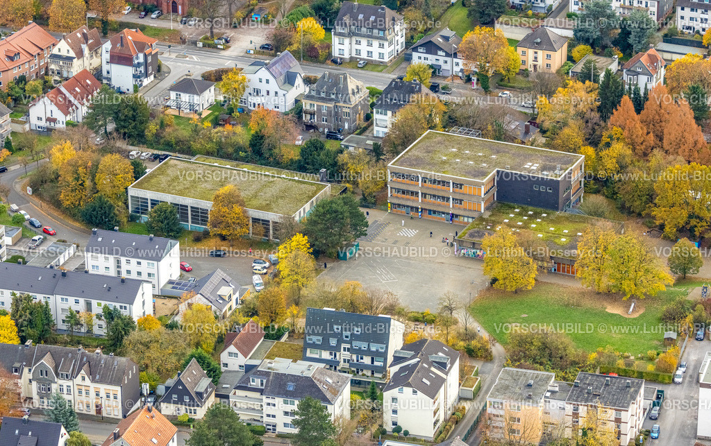 Hagen251101552 | Luftbild, Gem. Grundschule Boloh und Sporthalle, herbstliche Bäume, Hochschulviertel, Hagen, Ruhrgebiet, Nordrhein-Westfalen, Deutschland