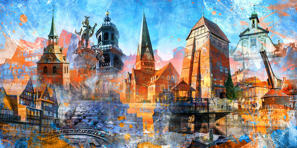 10260908 - Lüneburg Collage 002 | Lüneburg als moderne Pop Art Fotocollage.