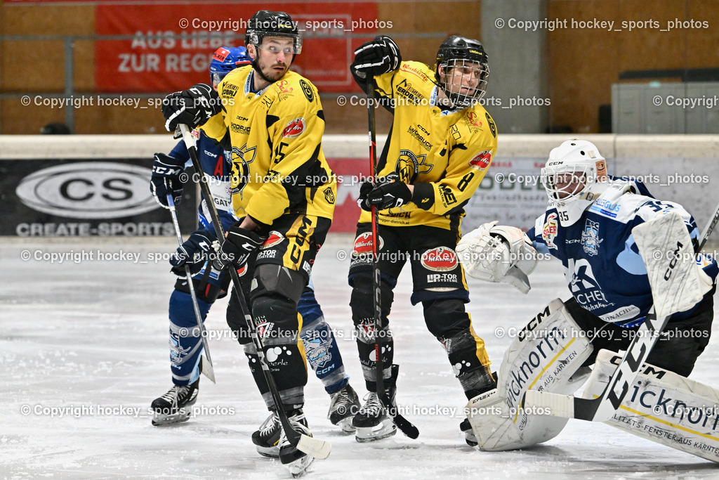 EC Spittal Hornets vs. ESC Steindorf 10.2.2024 | #15 Rossbacher Daniel, #8 Komar Luca, #35 Mayrobnig Marco