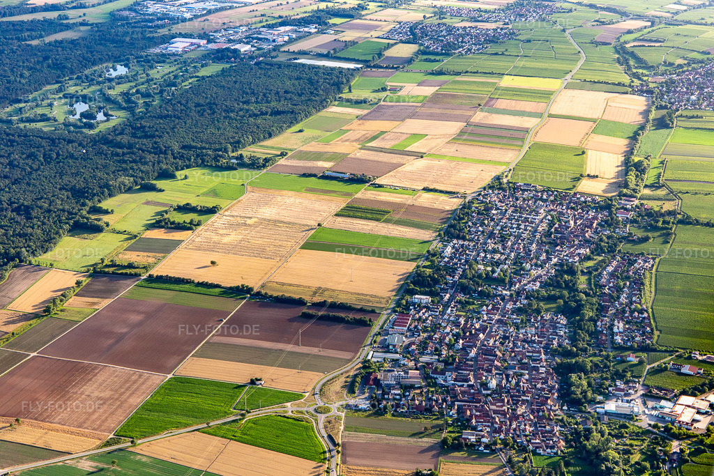 Luftbild: Im Hintergrund Golfanlage Landgut Dreihof - GOLF absolute im Ortsteil Niederhochstadt in Hochstadt im Bundesland Rheinland-Pfalz in Deutschland. Foto: IMG_142273.jpg vom 07.07.2024 durch Werner Riehm/FLY-FOTO.de