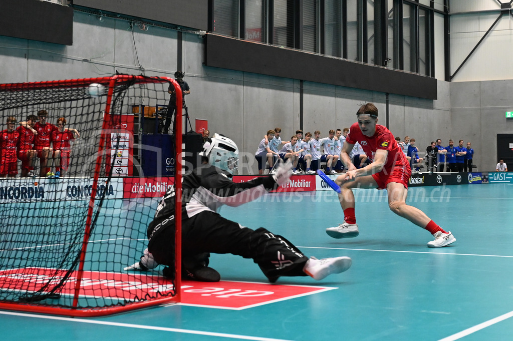 Switzerland B U19 vs Finland U19 - 2. February 2024 | Switzerland B U19 vs Finland U19
U19 Men International Matches in Switzerland
GoEasy Arena, Siggenthal Station
Goal for Switzerland.
Credit: Markus Aeschimann | <a href="https://www.markus-aeschimann.ch">Sportfotografie Markus Aeschimann</a> | <a href="https://www.instagram.com/sportfotografie.aeschimann">@sportfotografie.aeschimann</a> - Realisiert mit Pictrs.com