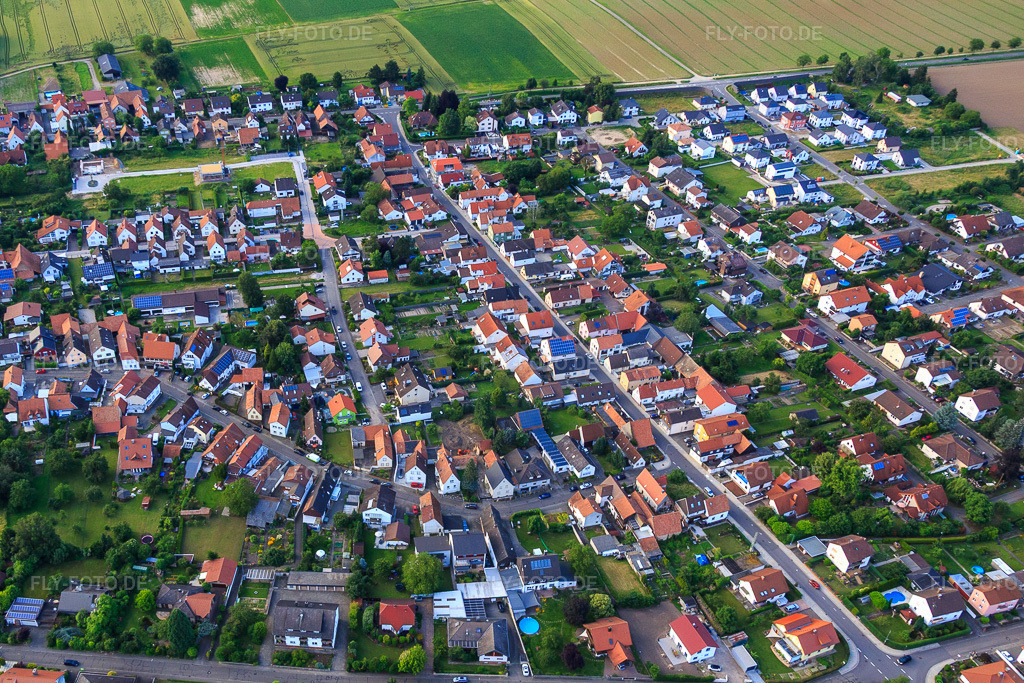 Luftbild: Kindergartenstraße in Minfeld im Bundesland Rheinland-Pfalz in Deutschland. Foto: IMG_090278.jpg vom 26.06.2016 durch Werner Riehm/FLY-FOTO.de