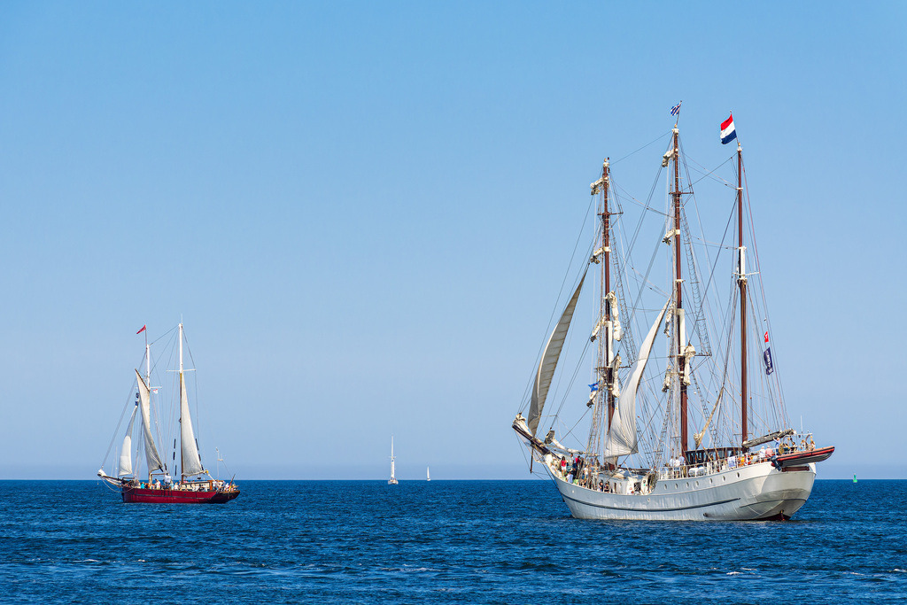 Segelschiffe auf der Ostsee während der Hanse Sail in Rostock | Segelschiffe auf der Ostsee während der Hanse Sail in Rostock.