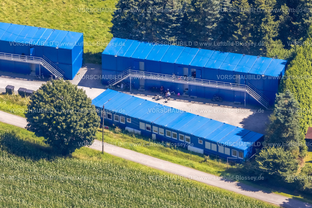 Schermbeck240802041 | Luftbild, Flüchtlingsunterkunft Containerdorf Tiefer Weg, Schermbeck, Ruhrgebiet, Nordrhein-Westfalen, Deutschland