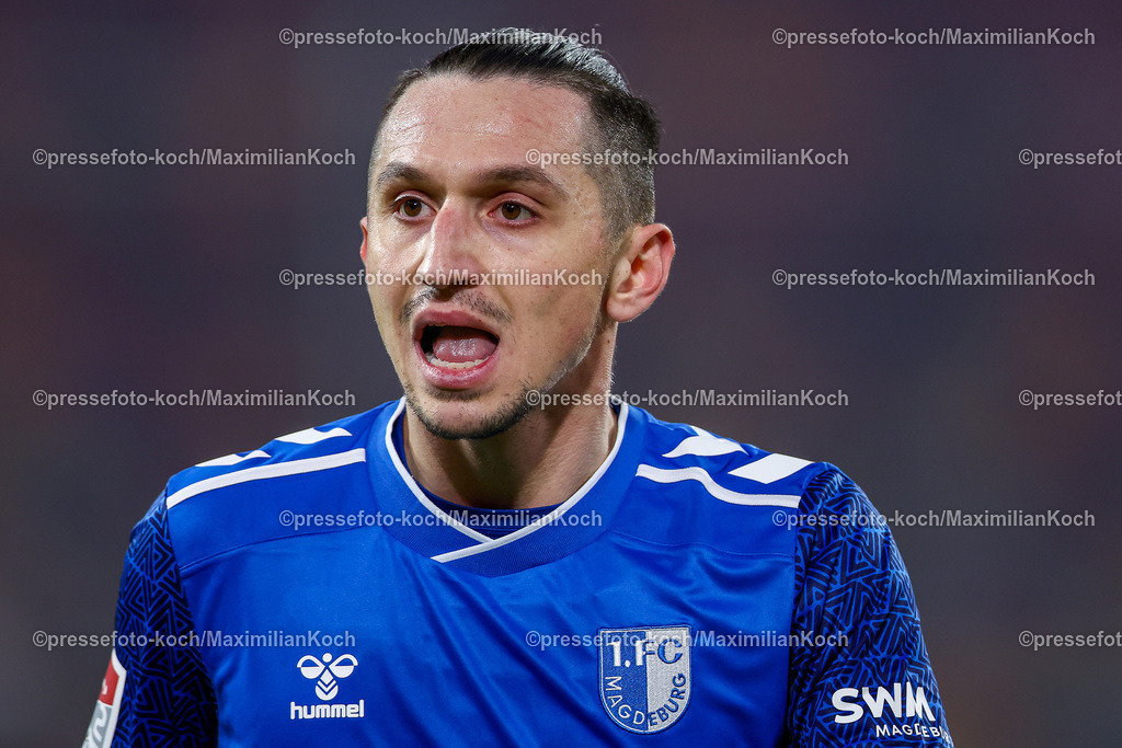 Due20122401072 | 20.12.2024, Fußball, Fortuna Düsseldorf - 1. FC Magdeburg, 2. Bundesliga, Merkur Spiel-Arena, Saison 2024 2025: Baris Atik (1.FC Magdeburg #23)DFB regulations prohibit any use of photographs as image sequences and or quasi-video.