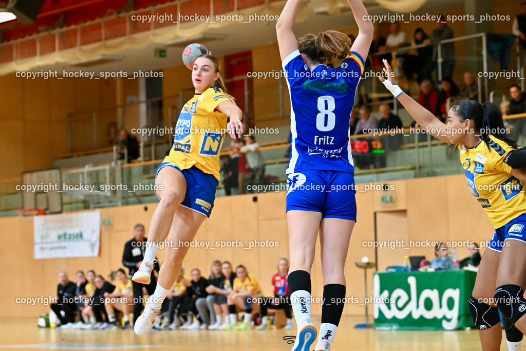 SC Ferlach Damen vs. Hypo Niederösterreich 18.11.2023 | #48 NEIDHART Nina, #8 FRITZ Katharina, #77 EGBAIMO, Aurelie Timi
