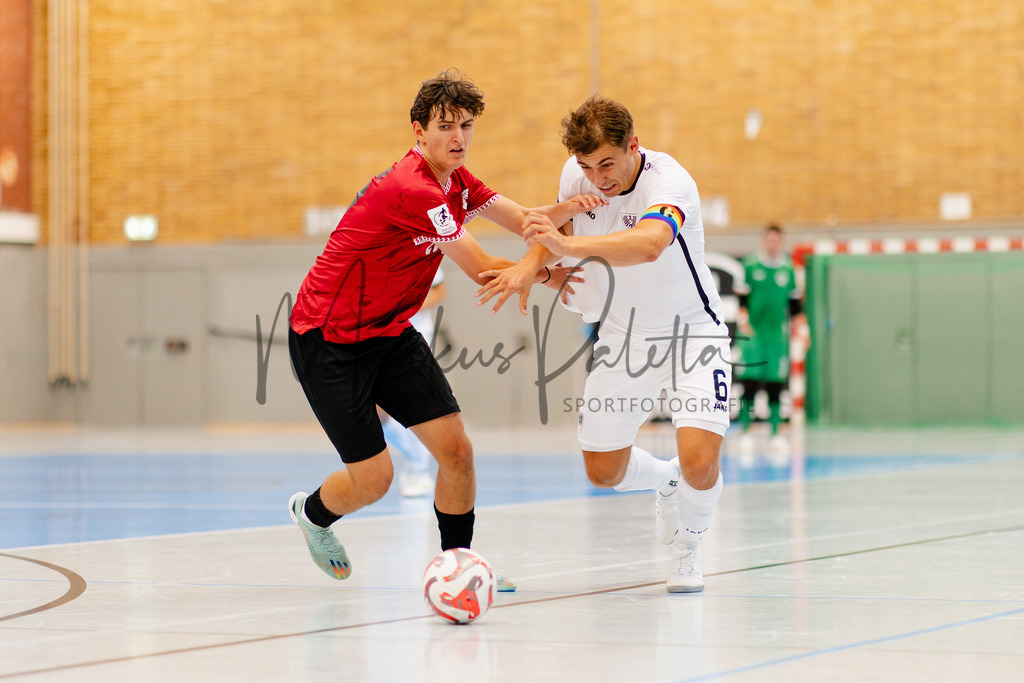 Futsal-Bundesliga, Saison 2025/2026, 2. Spieltag: SC Preußen Münster - FC Liria Futsal Berlin | Futsal-Bundesliga, Saison 2025/2026, 2. Spieltag, SC Preußen Münster empfängt FC Liria Berlin in der Universitäts-Sporthalle in Münster. Foto: sportfotografie.ms | Markus Paletta - Realisiert mit Pictrs.com