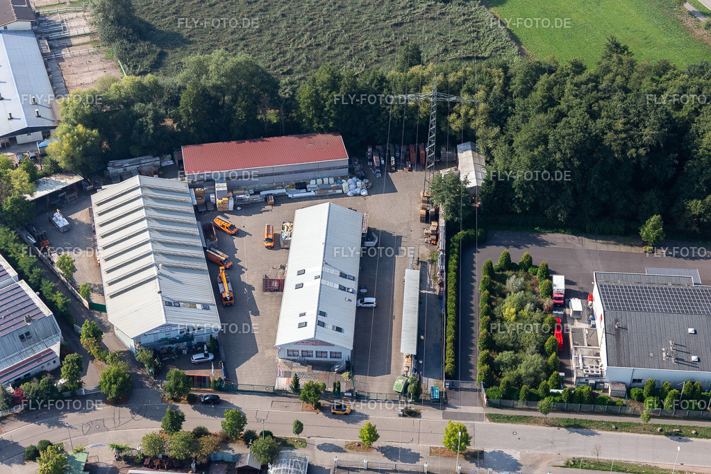 Dachdeckerei, Gerüstbau und Bauspenglerei Mindum, im Gewerbgegebiet Horst | Luftbild: Dachdeckerei, Gerüstbau und Bauspenglerei Mindum, im Gewerbgegebiet Horst in Kandel im Bundesland Rheinland-Pfalz in Deutschland. Foto: IMG_117308.jpg vom 25.08.2019 durch Werner Riehm/FLY-FOTO.de - Realisiert mit Pictrs.com