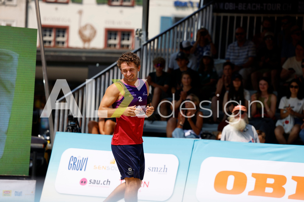 Obi BeachTour 2026 - Basel | BASEL, SWITZERLAND - JULY 19: YVES HAUSSENER (SUI) during the Obi BeachTour 2026 match between DILLIER / FLÜCKIGER (SUI) and HAGENBUCH / HAUSSENER (SUI) at Barfüsserplatz on July 19, 2026 in Basel, Switzerland. - Realisiert mit Pictrs.com
