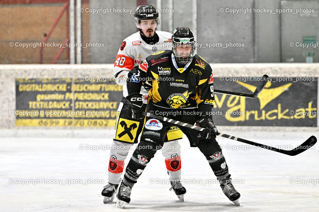 EC MET PHOTOVOLTAIK HORNETS SPITTAL vs. EV ZELTWEG MURTAL LIONS | #9 Essmann Kevin EC Hornets Spittal, #40 Forcher Andreas EV ZELTWEG MURTAL LIONS, EC MET PHOTOVOLTAIK HORNETS SPITTAL vs. EV ZELTWEG MURTAL LIONS, EC MET PHOTOVOLTAIK HORNETS SPITTAL vs. EV ZELTWEG MURTAL LIONS am 08.02.2026 in Spittal an der Drau (Eissportzentrum Spittal), Austria, (Photo by Bernd Stefan)