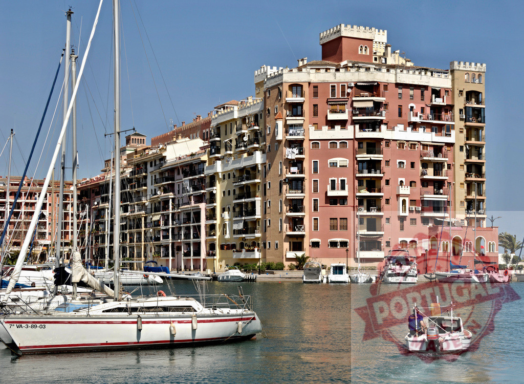 Sailboats mooring near colorful buildings in Port Saplaya, Spain | White sailboats mooring in the marina of Port Saplaya, also known as Little Venice, near colorful buildings on a sunny summer day - Realized with Pictrs.com