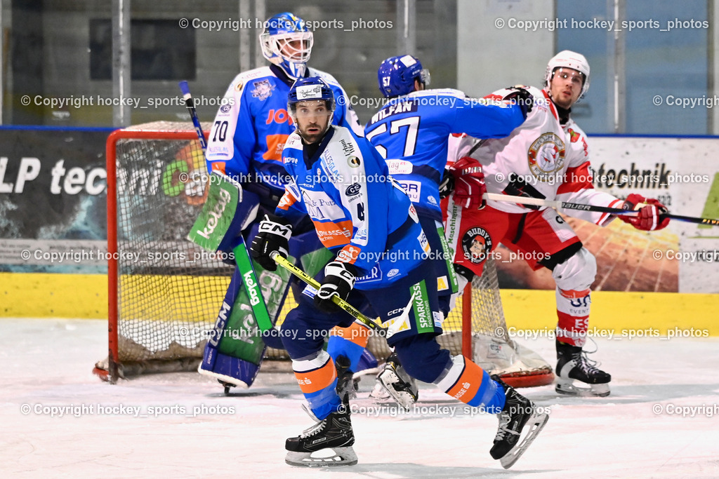 ESC Steindorf vs. ESV Ferlach  | #43 Oraze Martin ESC Steindorf, #70 Moser Lukas ESC Steindorf, ESC Steindorf vs. ESV Ferlach , ESC Steindorf vs. ESV Ferlach  am 15.02.2026 in Steindorf (Ossiachersee Halle), Austria, (Photo by Bernd Stefan)