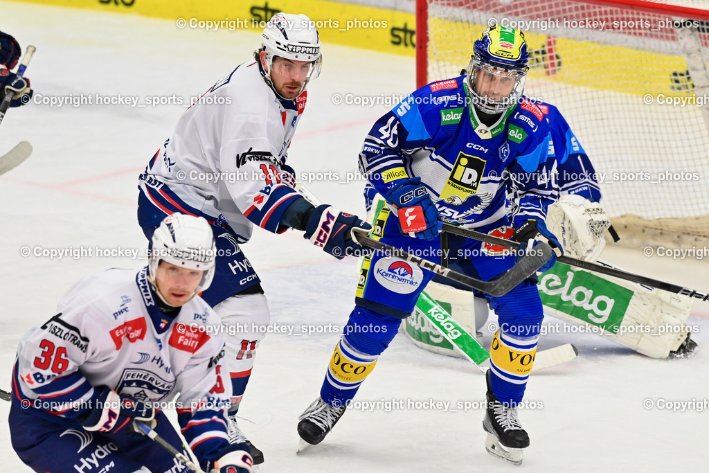 EC IDM WÄRMEPUMPEN VSV vs. HYDRO FEHERVAR AV 19 | #11 Brown Chris HYDRO FEHERVAR, #46 WALL Alex EC VSV, #36 Erdely Csanad HYDRO FEHERVAR, EC IDM WÄRMEPUMPEN VSV vs. HYDRO FEHERVAR AV 19, EC IDM WÄRMEPUMPEN VSV vs. HYDRO FEHERVAR AV 19 am 20.11.2024 in Villach (Stadthalle Villach), Austria, (Photo by Bernd Stefan)