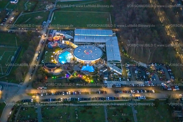 Hamm230102965 | Luftbild, Maximare Erlebnistherme, Nachtaufnahme, Nachtflug, Mitte, Hamm, Ruhrgebiet, Nordrhein-Westfalen, Deutschland