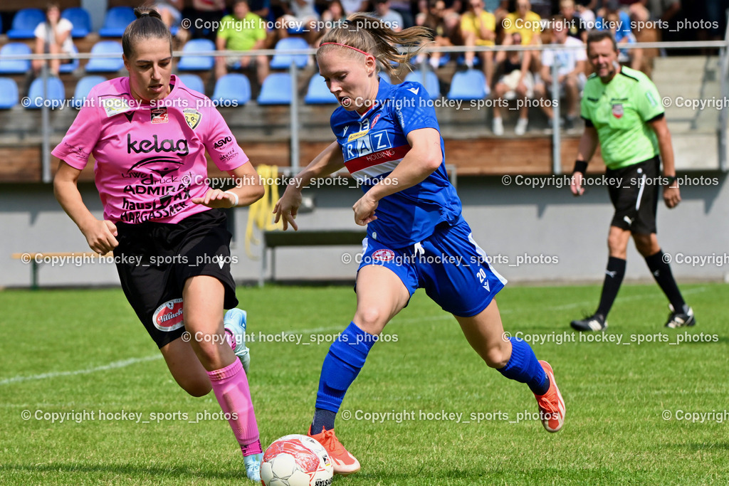 Carinthians Hornets vs. GAK 1902 Frauen | #15 Marie Sophie Klocker Carinthians Hornets, #20 Lena Thalmann GAK, Carinthians Hornets vs. GAK 1902 Frauen, Carinthians Hornets vs. GAK 1902 Frauen am 01.09.2024 in Sachsenburg (Sportplatz Sachsenburg), Austria, (Photo by Bernd Stefan)