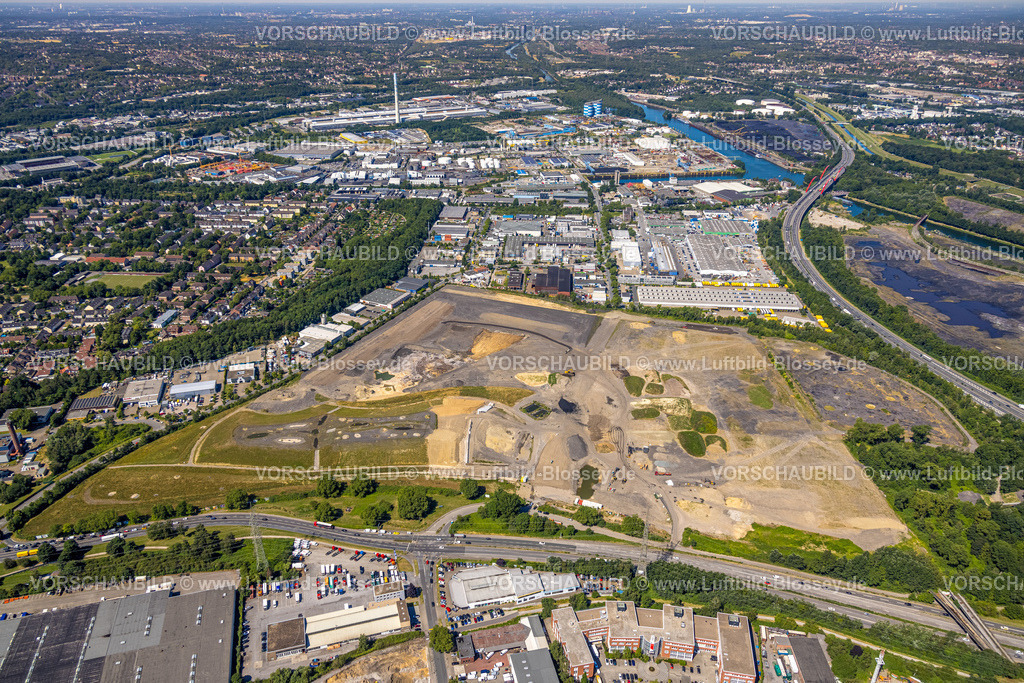 Essen230702628 | Luftbild, Neues Gewerbegebiet Freiheit Emscher, Gladbecker Straße und Daniel-Eckhardt-Straße, Gewerbepark Hafenstraße, Gewerbegebiet Teilungsweg, Vogelheim, Essen, Ruhrgebiet, Nordrhein-Westfalen, Deutschland
