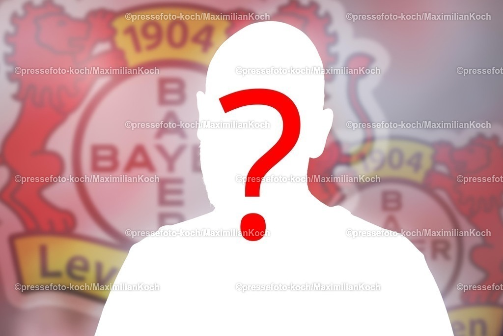 B0405082501205c | 01.09.2025, Fußball, Bayer 04 Leverkusen Entlassung von Cheftrainer Erik ten Hag - Der Bundesligist entässt den Trainer. Suche nach einem Neuen Trainer. Wer wird neuer Trainer bei Bayer Leverkusen? Montage Silhouette Trainer mit Fragezeichen in Rot. Foto vom 05,.08.2025  DFB regulations prohibit any use of photographs as image sequences and or quasi-video.