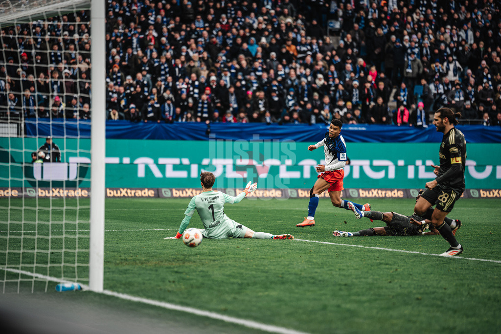 Fußball | Männer | Saison 2025/2026 | 1. Fußball-Bundesliga | 22. Spieltag | Hamburger SV vs. 1. FC Union Berlin | 14.02.2026 | Tor von Ransford-Yeboah Königsdörffer (#11, HSV)