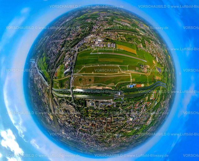 Hamm240590377FlugplatzHammLippewiesenMitte_ErlebnisraumLippe | Luftbild, Erlebensraum LIppeaue, Fluss Lippe und Datteln-Hamm-Kanal, Gymnasium Hammonense und Wassersportzentrum, Schleuse Hamm, Flugplatz Hamm-Lippewiesen, City Innenstadtansicht, Erdkugel, Fisheye Aufnahme, Fischaugen Aufnahme, 360 Grad Aufnahme, tiny world, little planet, fisheye Bild, Mitte, Hamm, Ruhrgebiet, Nordrhein-Westfalen, Deutschland