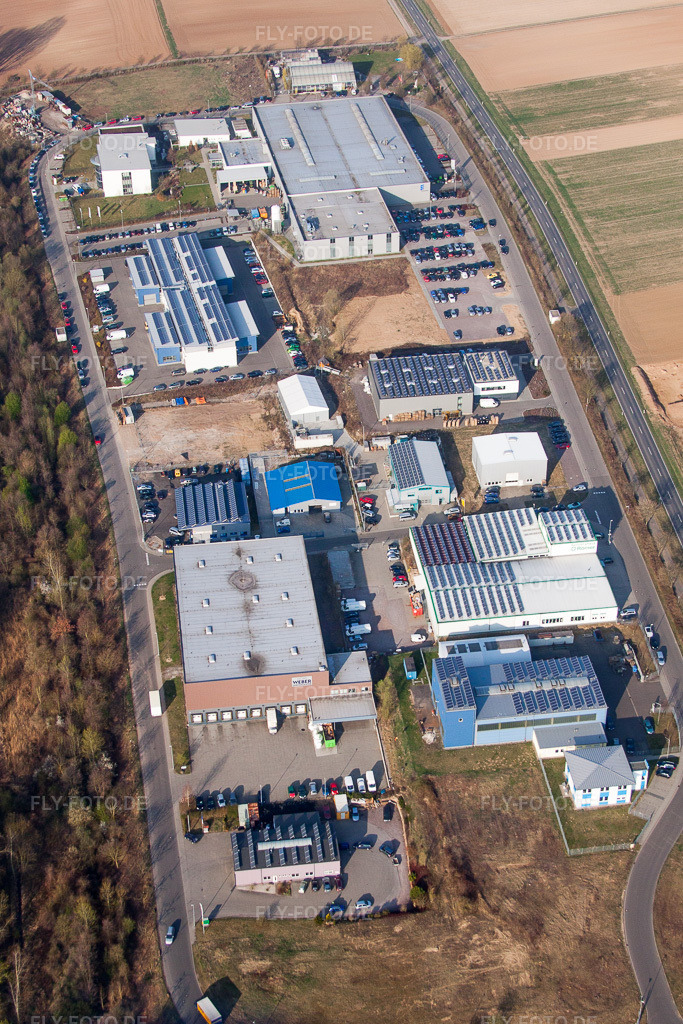 Luftbild: Gewerbegebiet West und Firmenansiedlung Eberspächer catem GmbH & Co. KG (Pfalz) in Herxheim bei Landau im Bundesland Rheinland-Pfalz in Deutschland. Foto: IMG_49342.jpg vom 28.03.2012 durch Werner Riehm/FLY-FOTO.de