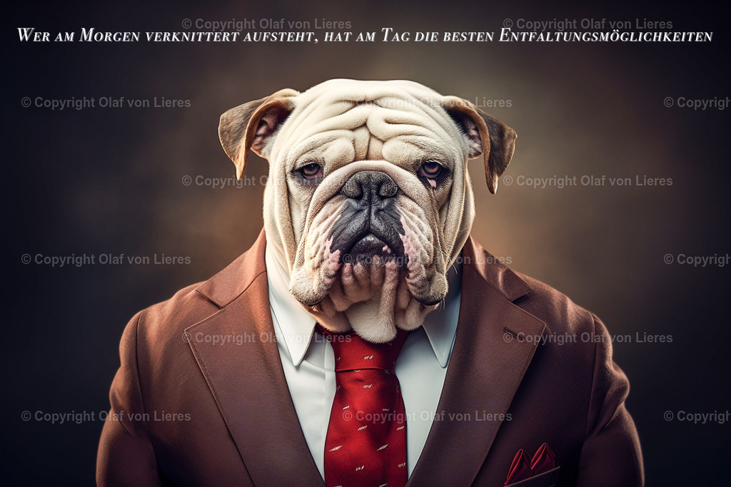 Wandbild englische Bulldoggen im Anzug | Bulldogen als Geschäftsmann