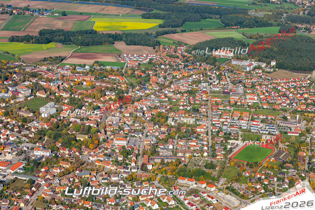 aktuelles Luftbild von  Neuendettelsau - Luftaufnahme wurde 2019 von https://frankenair.de mittels Flugzeug (keine Drohne) erstellt.