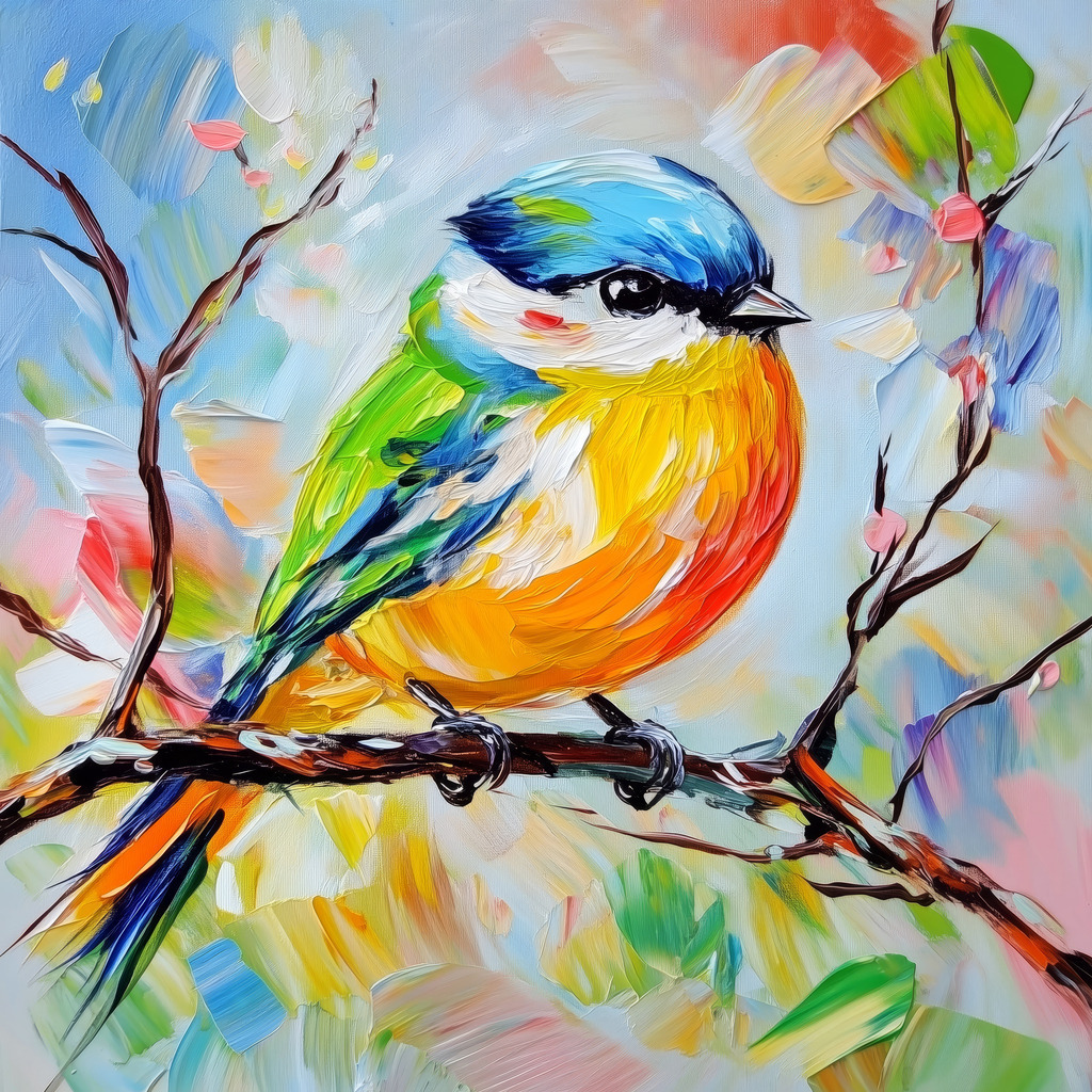 10250144 - Blaumeise | Vogelmotiv im Stil eines Gemäldes. Für Preise, Formate und Ausführungen klicken Sie bitte auf "Bestellen".
