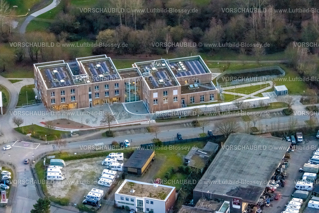 Witten230102386 | Luftbild, Universität Witten/Herdecke, Campuserweiterung in Holzbauweise, Annen, Witten, Ruhrgebiet, Nordrhein-Westfalen, Deutschland