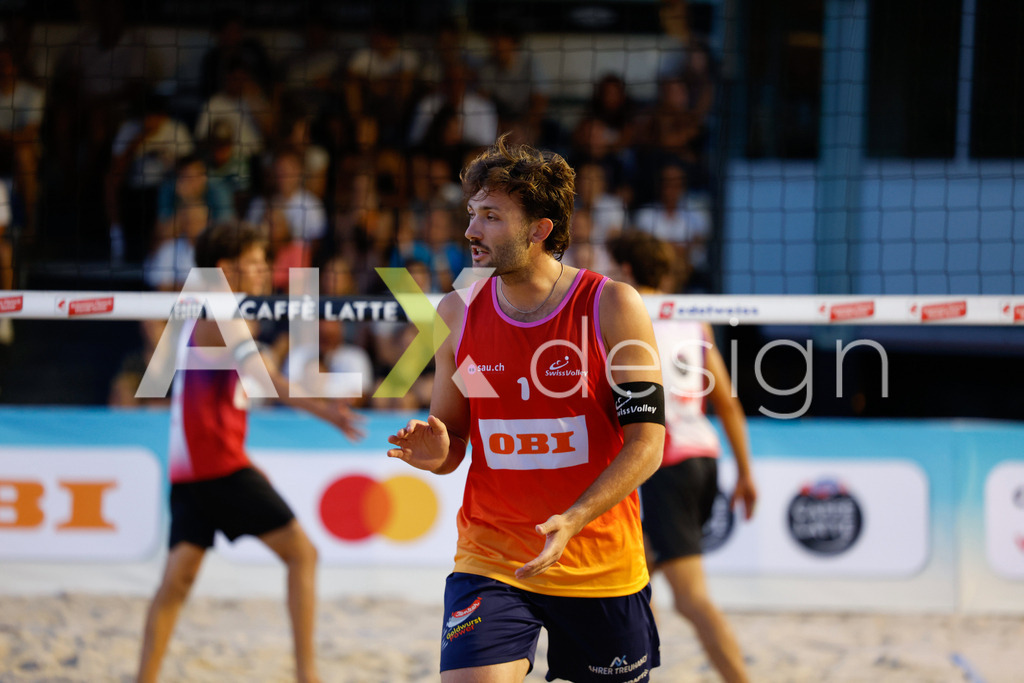 Obi BeachTour 2026 - Basel | BASEL, SWITZERLAND - JULY 17: LEO DILLIER (SUI) during the Obi BeachTour 2026 match between DILLIER / FLÜCKIGER (SUI) and ALLEMANN / LEFFLER (SUI) at Barfüsserplatz on July 17, 2026 in Basel, Switzerland. - Realisiert mit Pictrs.com