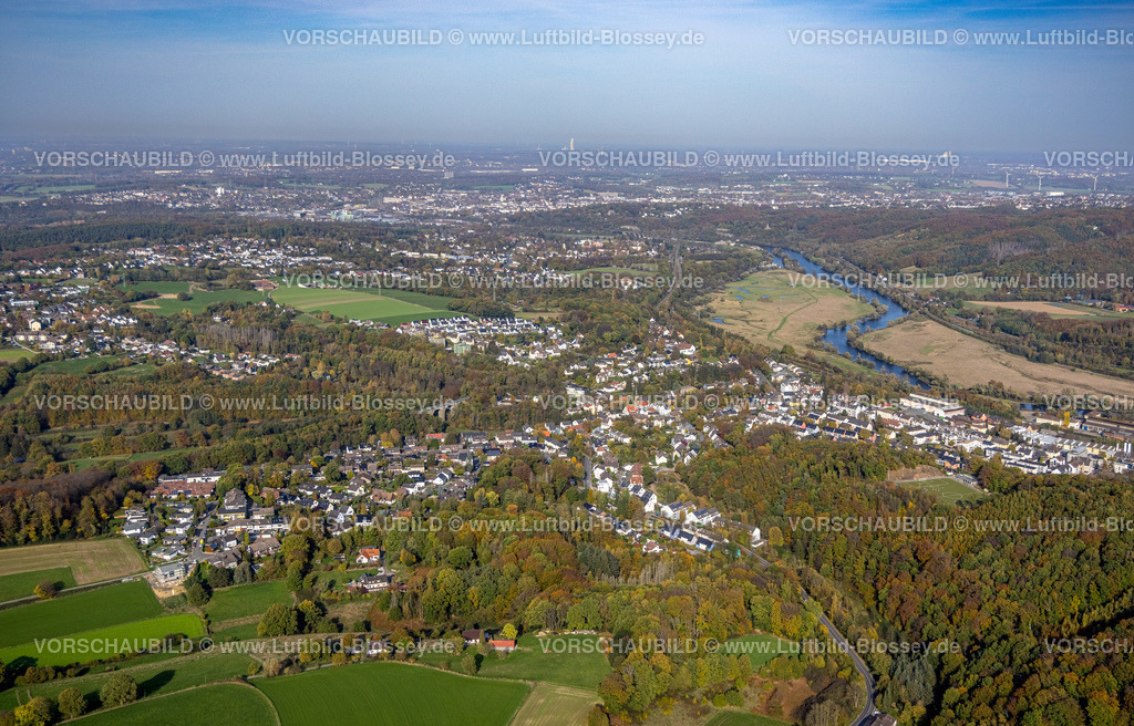 Wetter221017425 | Luftbild, Ortsansicht Ortsteil Wengern, Fluss Ruhr, Ruhraue Witten-Gedern, Wengern, Wetter, Ruhrgebiet, Nordrhein-Westfalen, Deutschland