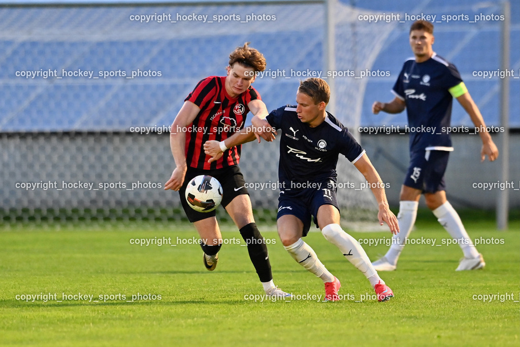 SC St. Veit vs. FC Nussdorf Debant | #12 Stefan Kraler FC Nussdorf Debant, #11 Alexander Hofer SC St. Veit, SC St. Veit vs. FC Nussdorf Debant, SC St. Veit vs. FC Nussdorf Debant am 22.08.2025 in St. Veit an der Glan (Jacques Lemans Arena), Austria, (Photo by Bernd Stefan)