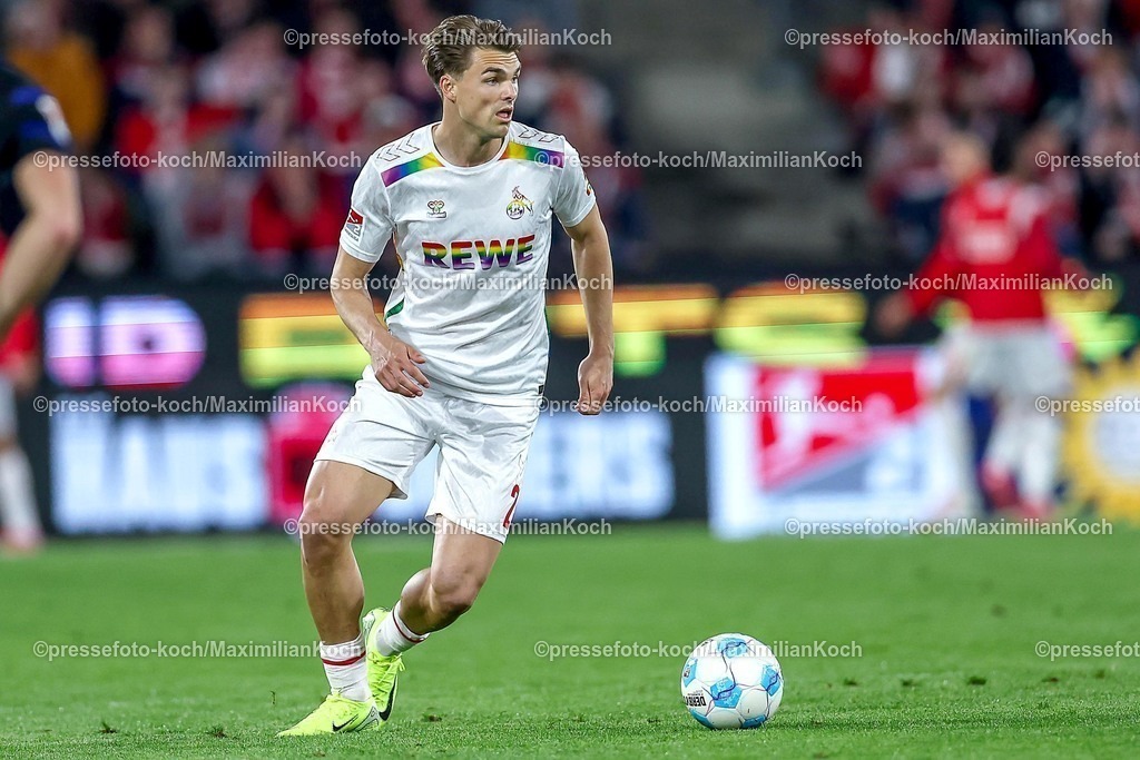 1FC05042502152 | 05.04.2025, Fußball, 1. FC Köln - Hertha BSC, 2.. Fußball Bundesliga, 28. Spieltag, RheinEnergie-STADION, Saison 2024 2025: Joel Schmied (FC Koeln #2) DFB regulations prohibit any use of photographs as image sequences and or quasi-video.