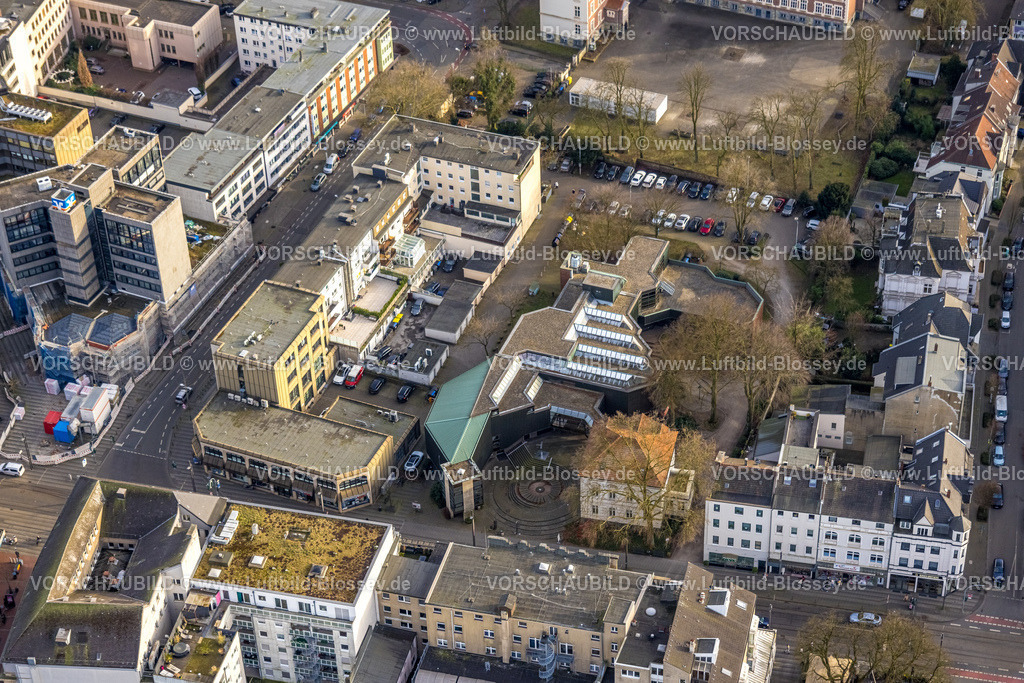 Gelsenkirchen250203380Nord | Luftbild, Kunstmuseum Gelsenkirchen, Wohnhäuser und Geschäftshäuser an der Breddestraße, Buer, Gelsenkirchen, Ruhrgebiet, Nordrhein-Westfalen, Deutschland