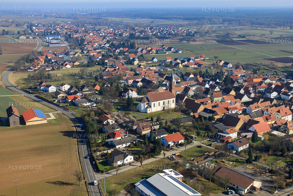 Luftbild: Raiffeisenstraße in Kapsweyer im Bundesland Rheinland-Pfalz in Deutschland. Foto: IMG_37368.jpg vom 07.02.2011 durch Werner Riehm/FLY-FOTO.de