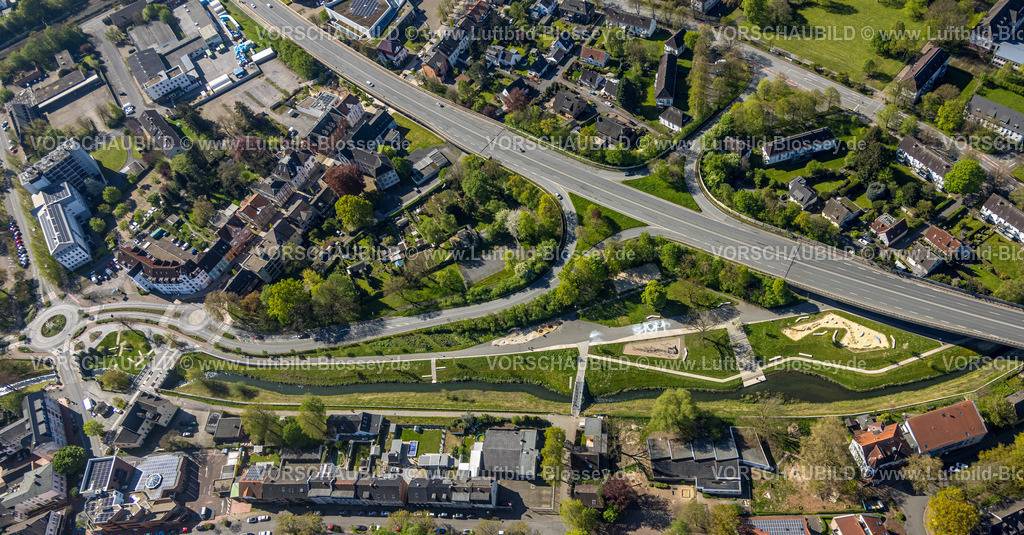 Kamen230406025 | Luftbild, Seseke Park, Fluss Seseke, Bundesstraße B233, Kamen, Ruhrgebiet, Nordrhein-Westfalen, Deutschland