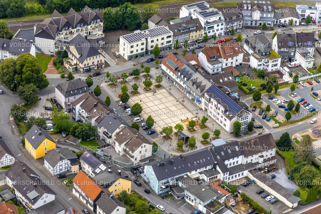 Warstein240713711Belecke | Luftbild, Zentrum Bahnhofstraße und Wilkeplatz, Belecke, Warstein, Sauerland, Nordrhein-Westfalen, Deutschland