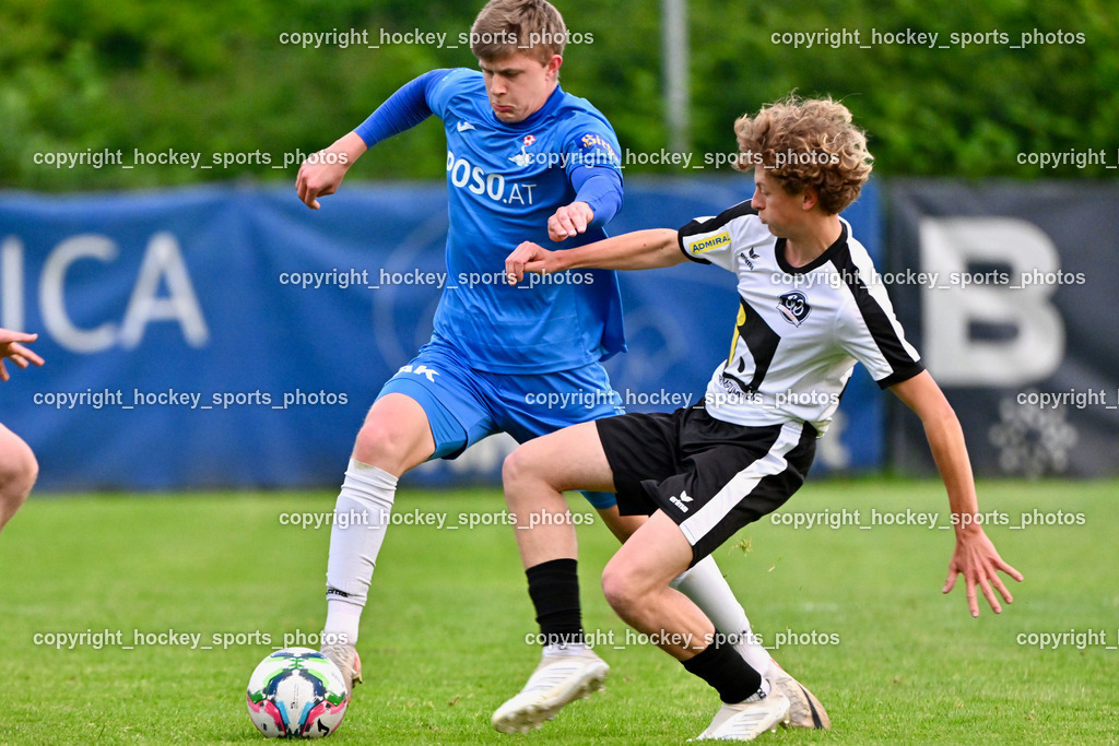 SAK vs. SV Spittal Drau 1921 | #18 Jonas Kristof SAK, #35 Julian Loteritsch SV Spittal, SAK vs. SV Spittal Drau 1921, SAK vs. SV Spittal Drau 1921 am 23.05.2025 in Klagenfurt (Sportpark Welzenegg), Austria, (Photo by Bernd Stefan)