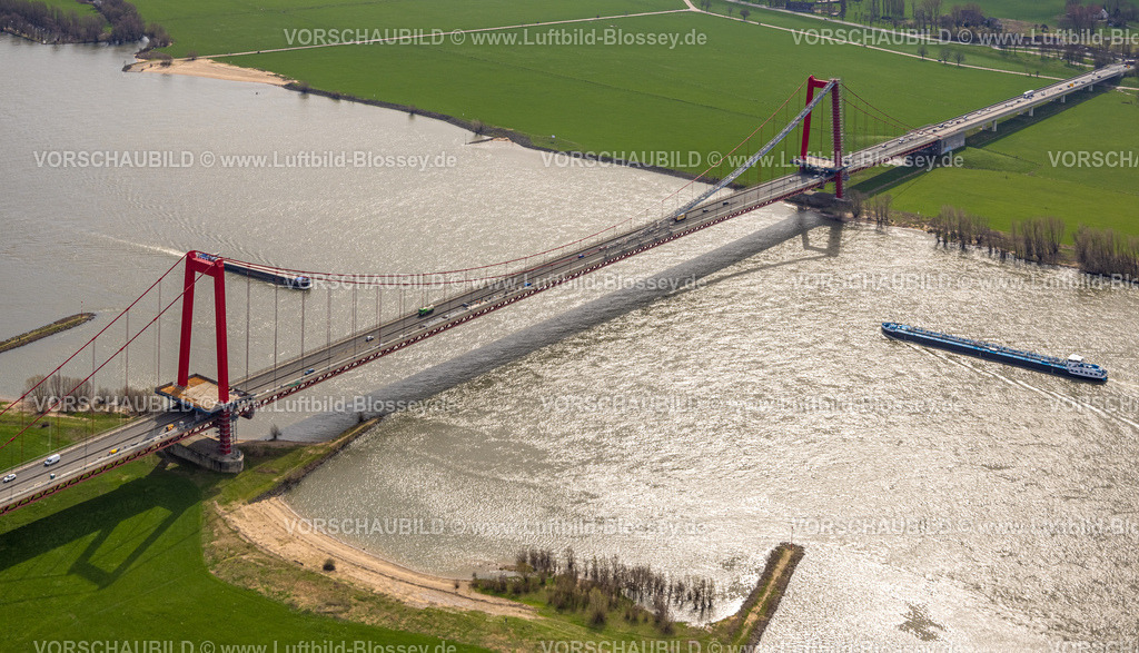 Emmerich230300186 | Luftbild, Rheinbrücke Emmerich, Fluss Rhein, Emmerich am Rhein, Niederrhein, Nordrhein-Westfalen, Deutschland