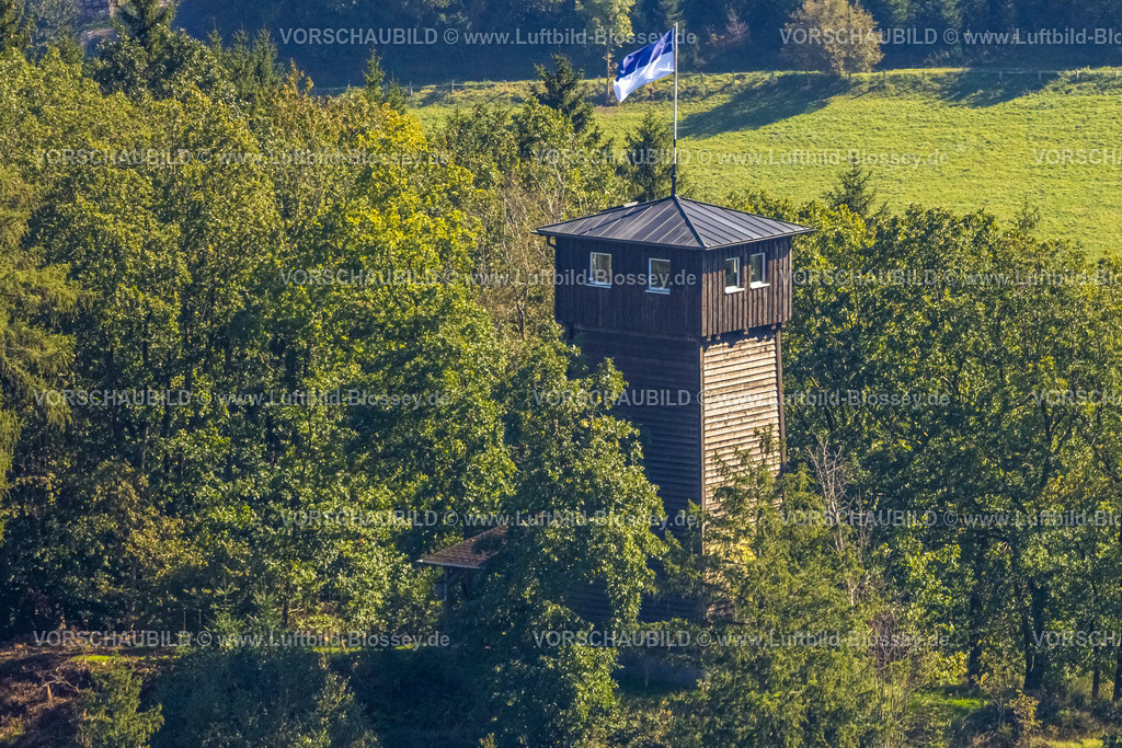Lennestadt230909649Elspe | Luftbild, Wallburgturm auf dem Weilenscheid, Elspe, Lennestadt, Sauerland, Nordrhein-Westfalen, Deutschland