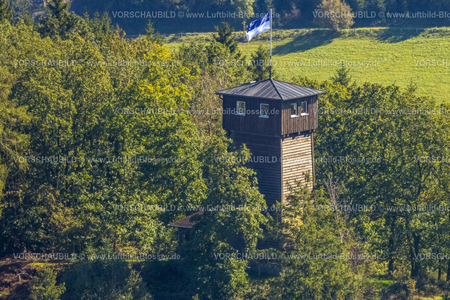 Lennestadt230909649Elspe | Luftbild, Wallburgturm auf dem Weilenscheid, Elspe, Lennestadt, Sauerland, Nordrhein-Westfalen, Deutschland