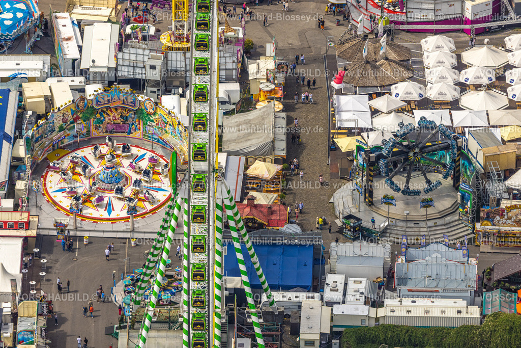 Herne230802821 | Luftbild, Cranger Kirmes Volksfest und Fahrgeschäfte, Riesenrad, Unser Fritz, Herne, Ruhrgebiet, Nordrhein-Westfalen, Deutschland