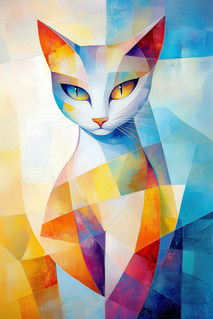 2501043 - Abstrakte Katze | Eine abstrakte bunte Katze im kubistischen Stil.