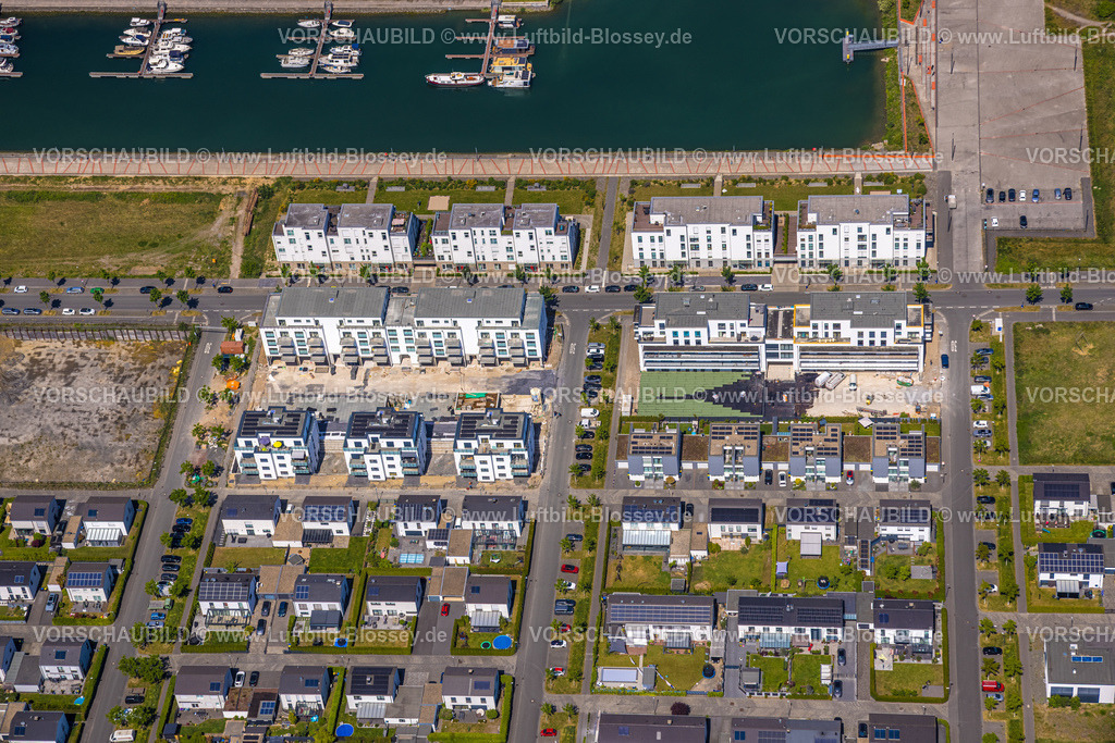 Gelsenkirchen250506216 | Luftbild, Stadtquartier Graf BismarckJohannes-Rau-Allee, Wohnanlage am Stölting Marina Yachthafen am Rhein-Herne-Kanal, Erle, Gelsenkirchen, Ruhrgebiet, Nordrhein-Westfalen, Deutschland