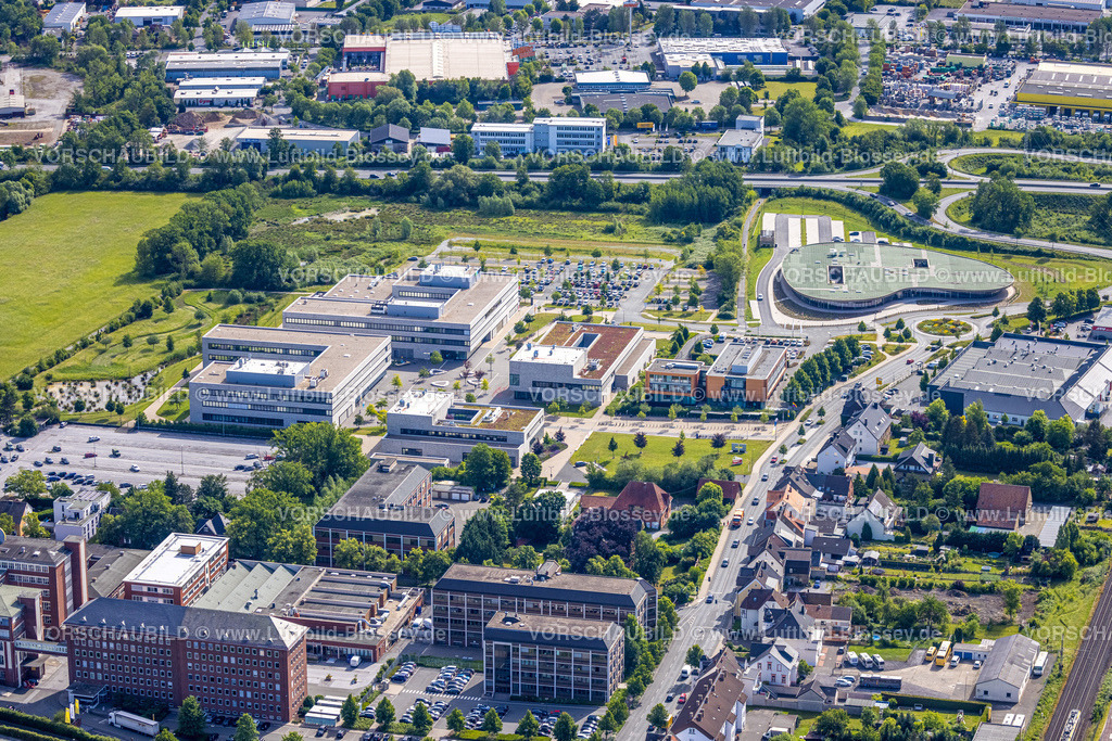 Lippstadt220600112HSHL | Luftbild, Hochschule Hamm-Lippstadt, HSHL, Campus Lippstadt, tropfenförmiges Gebäude Innovation Quarter, Lippstadt, Soester Börde, Nordrhein-Westfalen, Deutschland