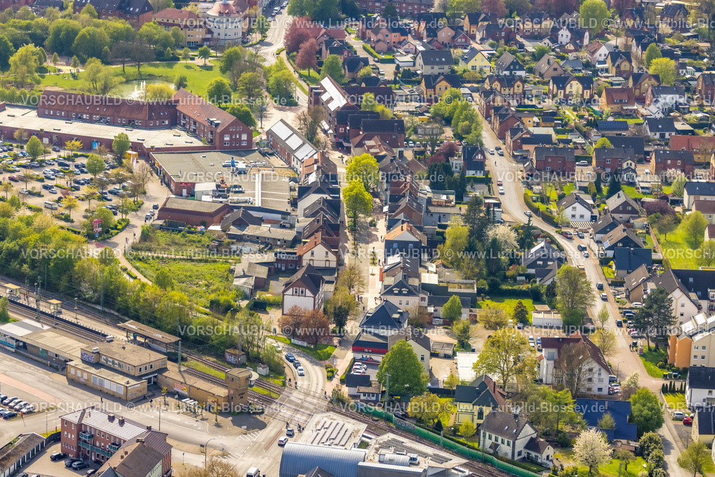 Boenen230404714 | Luftbild, Bahnhofstraße Fußgängerzone, Altenbögge, Bönen, Ruhrgebiet, Nordrhein-Westfalen, Deutschland