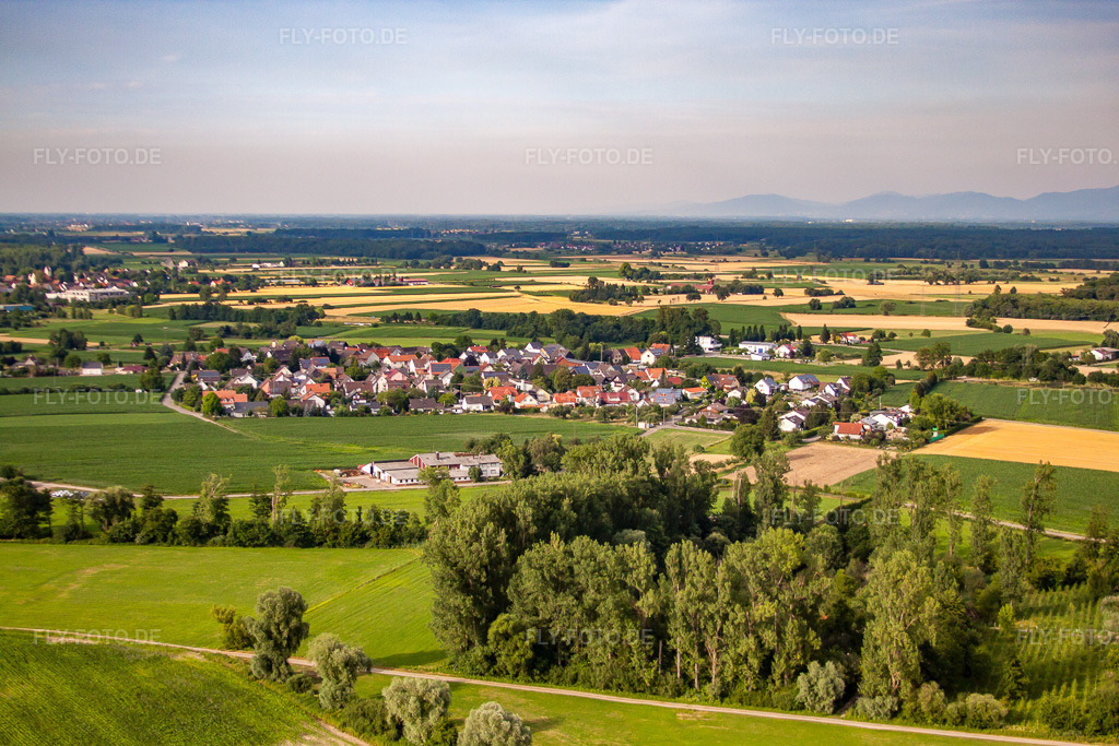 Luftbild: Ortsansicht von Südwesten im Ortsteil Querbach in Kehl im Bundesland Baden-Württemberg in Deutschland. Foto: IMG_30239.jpg vom 09.07.2010 durch Werner Riehm/FLY-FOTO.de